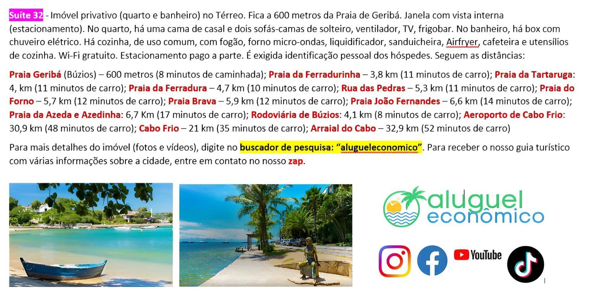 Buzios - Geriba - Suites - Aluguel Economico מראה חיצוני תמונה